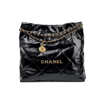 CHANEL 22K Autumn And Winter Cow Leather Tote Bag, Shopping Bag, Handbag, Shoulder Bag Women's Black