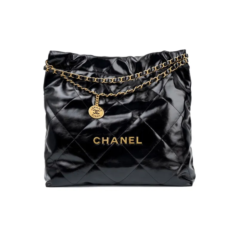 CHANEL 22K Autumn And Winter Cow Leather Tote Bag, Shopping Bag, Handbag, Shoulder Bag Women's Black-0