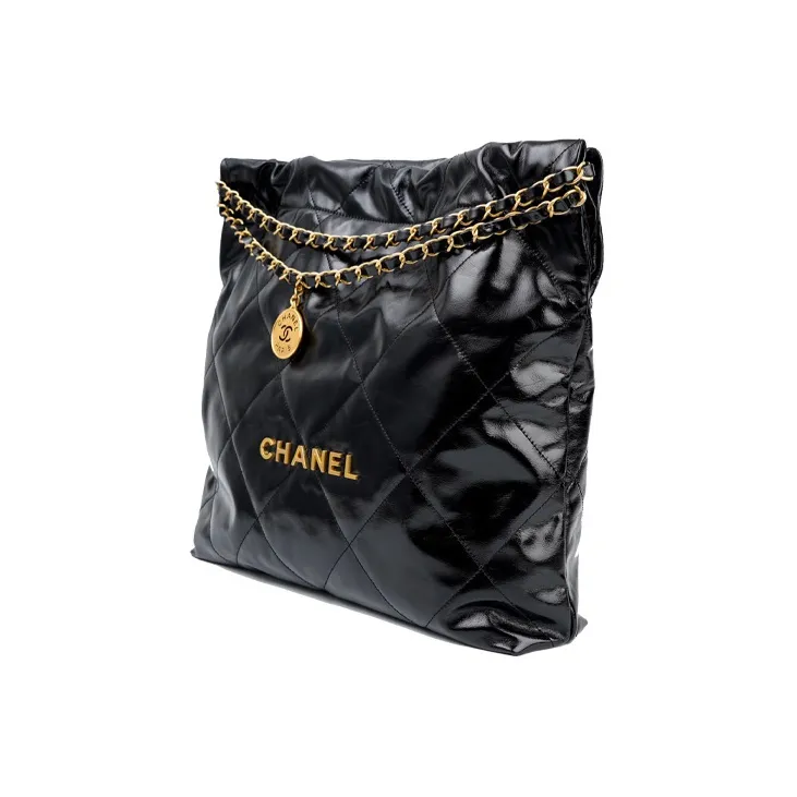 CHANEL 22K Autumn And Winter Cow Leather Tote Bag, Shopping Bag, Handbag, Shoulder Bag Women's Black-1