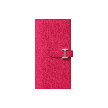 HERMES Bearn Epsom Calfskin Wallet Women's Bright Pink