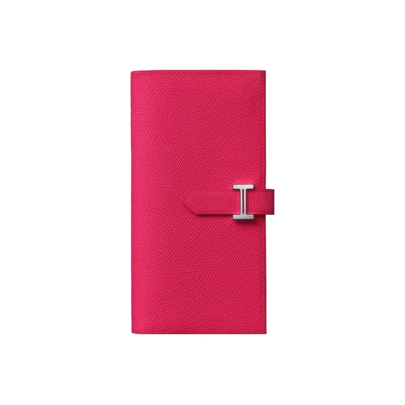HERMES Bearn Epsom Calfskin Wallet Women's Bright Pink-0