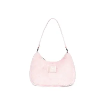 Kappa Rabbit Fur Texture Shoulder Bag, Pochette, Hobo Bag, Handbag Small Size Women's Fluffy Rabbit Pink