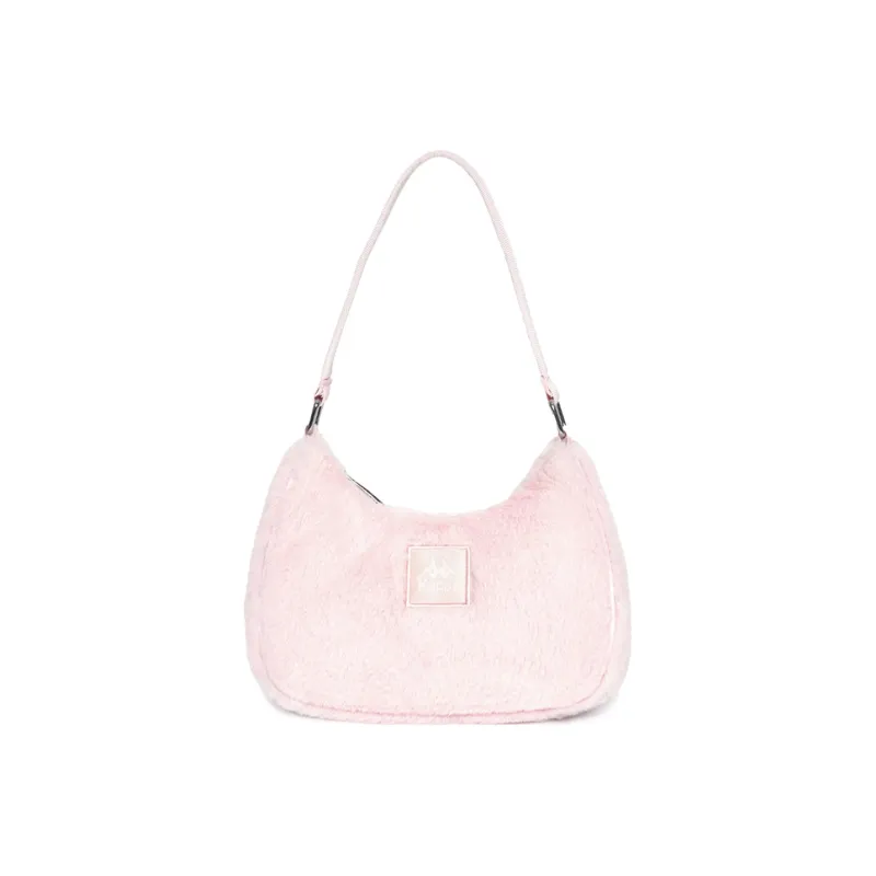 Kappa Rabbit Fur Texture Shoulder Bag, Pochette, Hobo Bag, Handbag Small Size Women's Fluffy Rabbit Pink-0