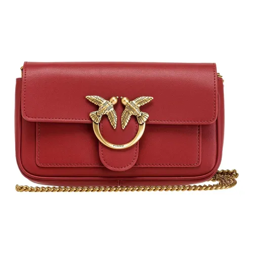 PINKO Pocket LoveSIMPLY Cow Leather Handbag Crossbody Bag Shoulder Bag Women's Red