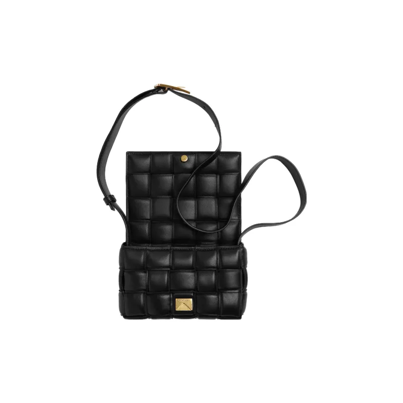 Bottega Veneta Padded Cassette Sheepskin Pillow Bag, Shoulder Bag, Crossbody Bag Small Size Women's Black-3