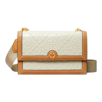 TORY BURCH T Monogram Patent Leather Crossbody Bag, Shoulder Bag Women's Stone White