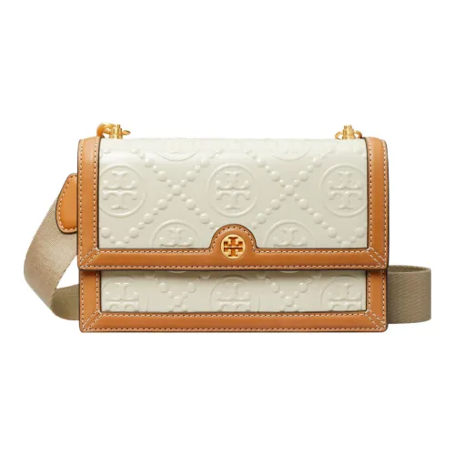 TORY BURCH T Monogram Patent Leather Crossbody Bag, Shoulder Bag Women's Stone White