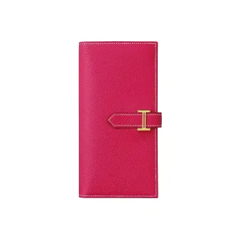 HERMES Bearn Epsom Calfskin Wallet Women's Bright Pink