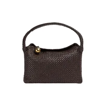Bottega Veneta Intreccio Leather Handbag, Shoulder Bag Women's Coffee