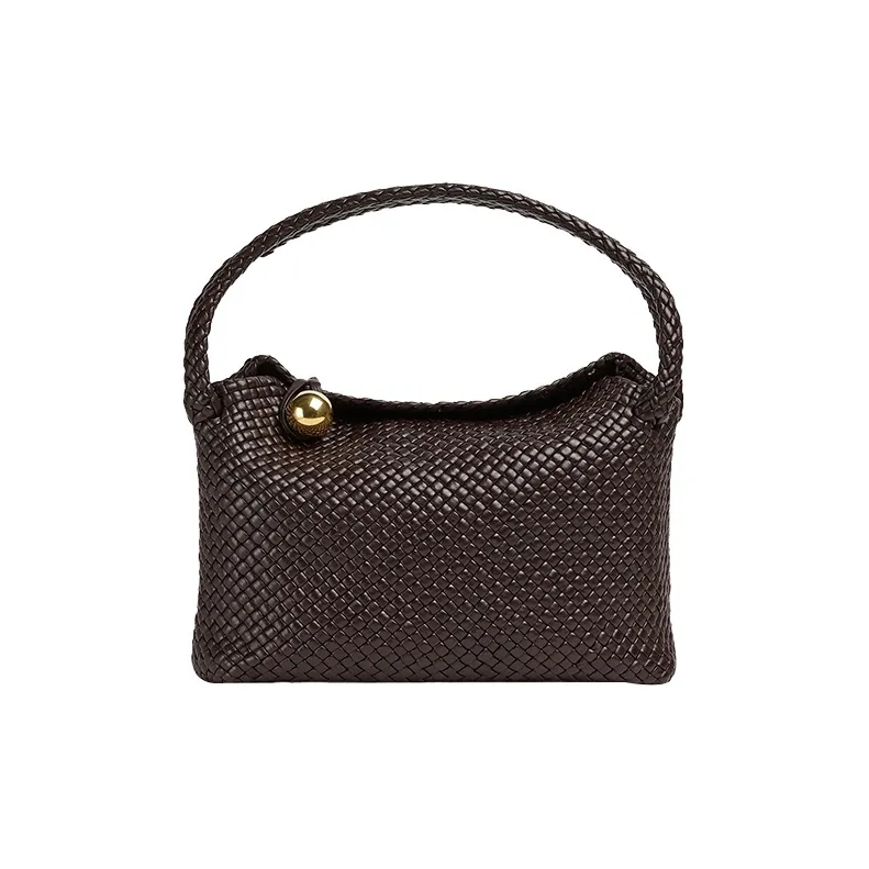 Bottega Veneta Intreccio Leather Handbag, Shoulder Bag Women's Coffee-0