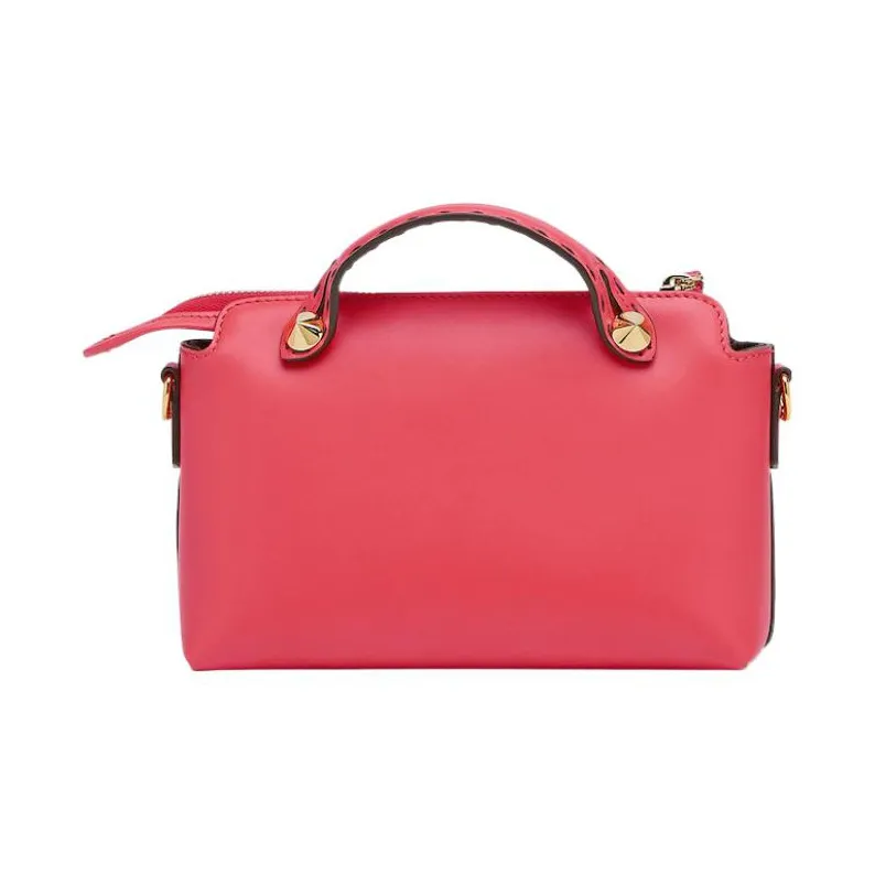 FENDI Calfskin Boston Bag Handbag Shoulder Bag Crossbody Bag Mini Women's Rose Red-2