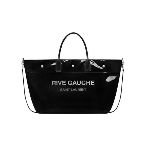 SAINT LAURENT Tote Gauche Patent Leather Tote Bag Shopping Bag Handbag Large Size Men's Black