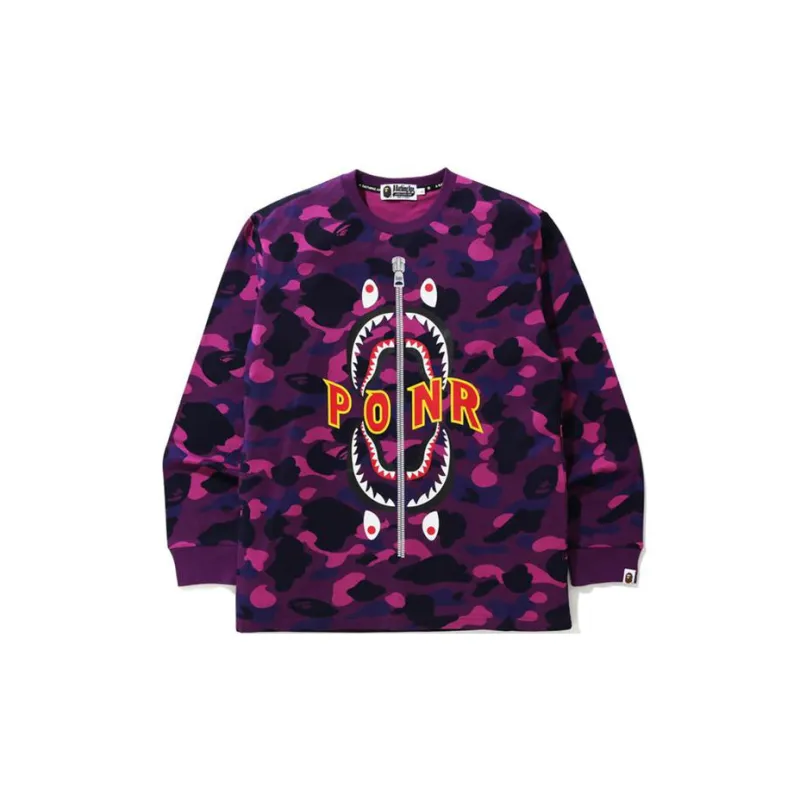 A BATHING APE Color Camo Ponr Shark L/S Tee-2