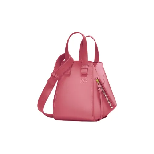 LOEWE Hammock Satin Calfskin Shoulder Bag Crossbody Bag Handbag Women's Peach Pink