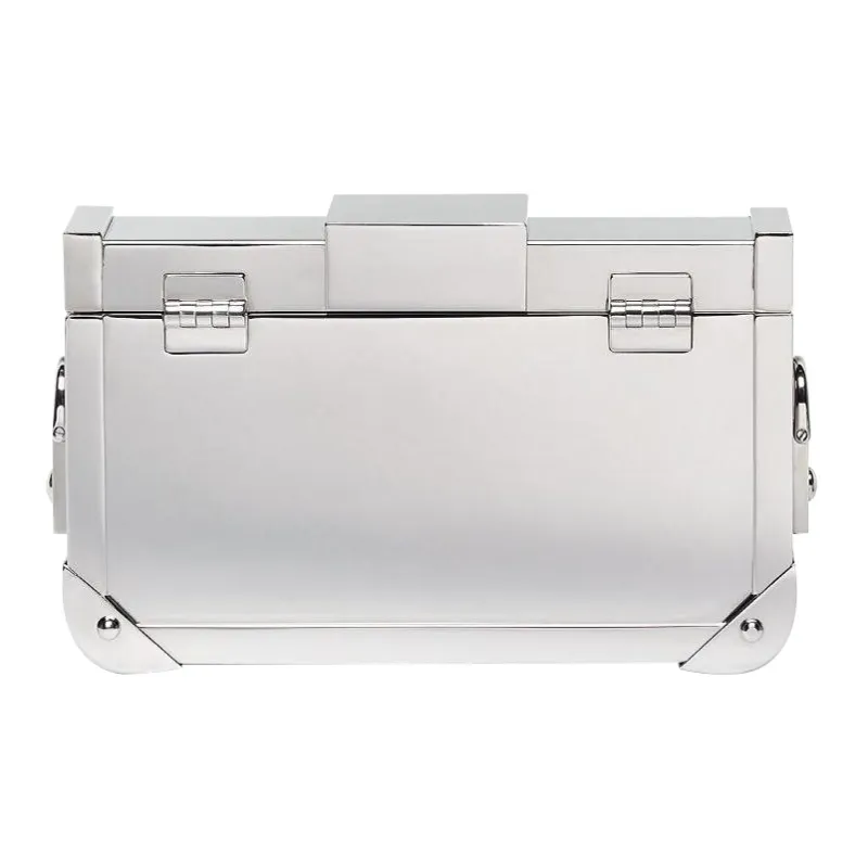 FENDI BaguetteTrunk Cow Leather Detail Shoulder Bag Crossbody Bag Men's Silver-1