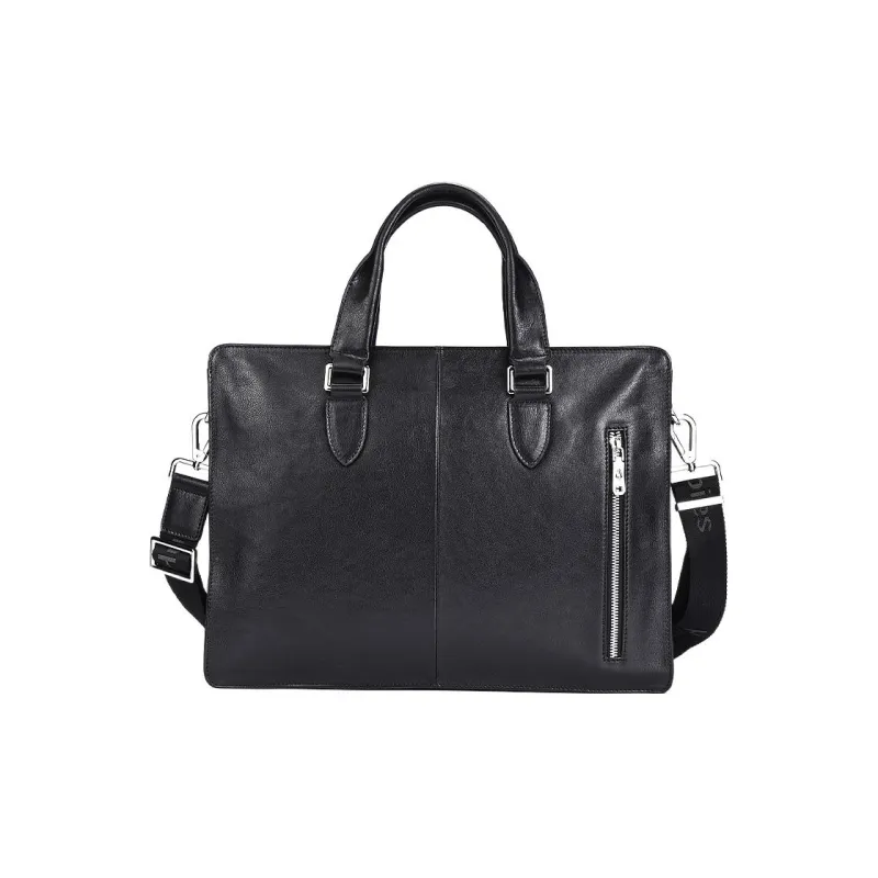 Hush Puppies Top Grain Cow Leather Briefcases Large Size Men's Black-3