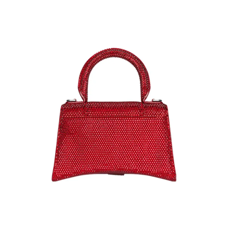 Balenciaga Hourglass Xs Handbag With Rhinestones Red-1