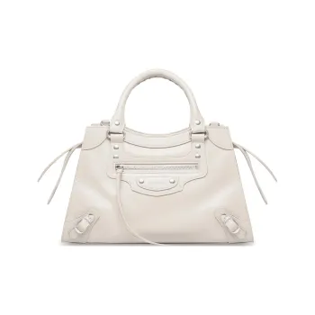 Balenciaga Neo Classic Grained Calfskin Shoulder Bag Crossbody Bag Handbag Small Size Women's Light Beige
