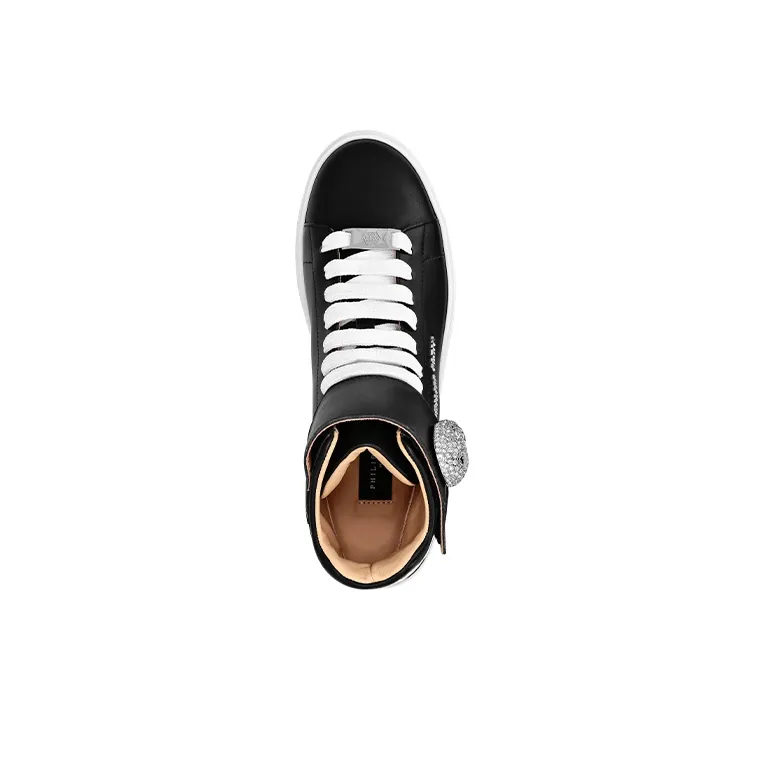 PHILIPP PLEIN Crystal-skull Leather Sneakers-3