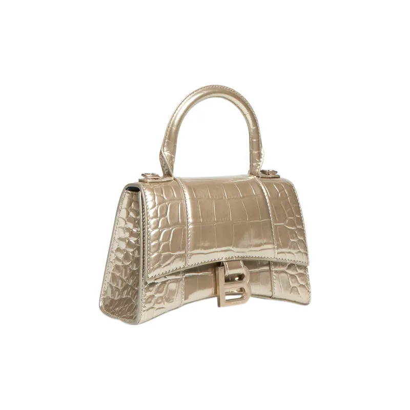 Balenciaga Hourglass Cow Leather Shoulder Bag, Crossbody Bag, Handbag Extra Small Women's Gold-2