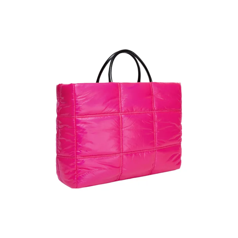 Furla Opportunity Nylon Patchwork Fabric Detail Tote Bag Shopping Bag Handbag Large Size Women's Neon Pink-2