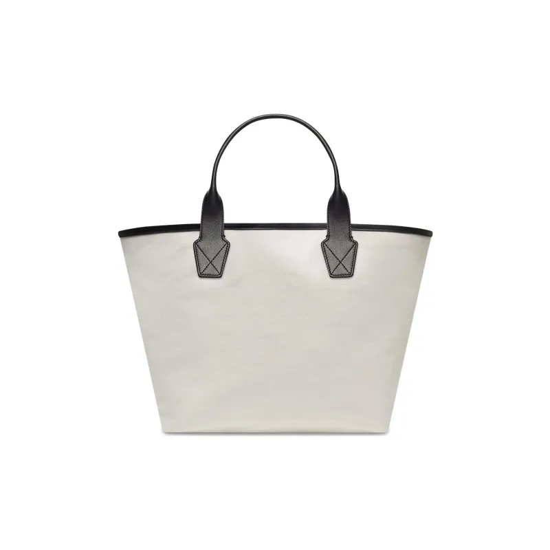 Balenciaga Cotton Canvas With Calfskin Tote Bag Shopping Bag Canvas Bag Handbags Large Size Women's Beige-2
