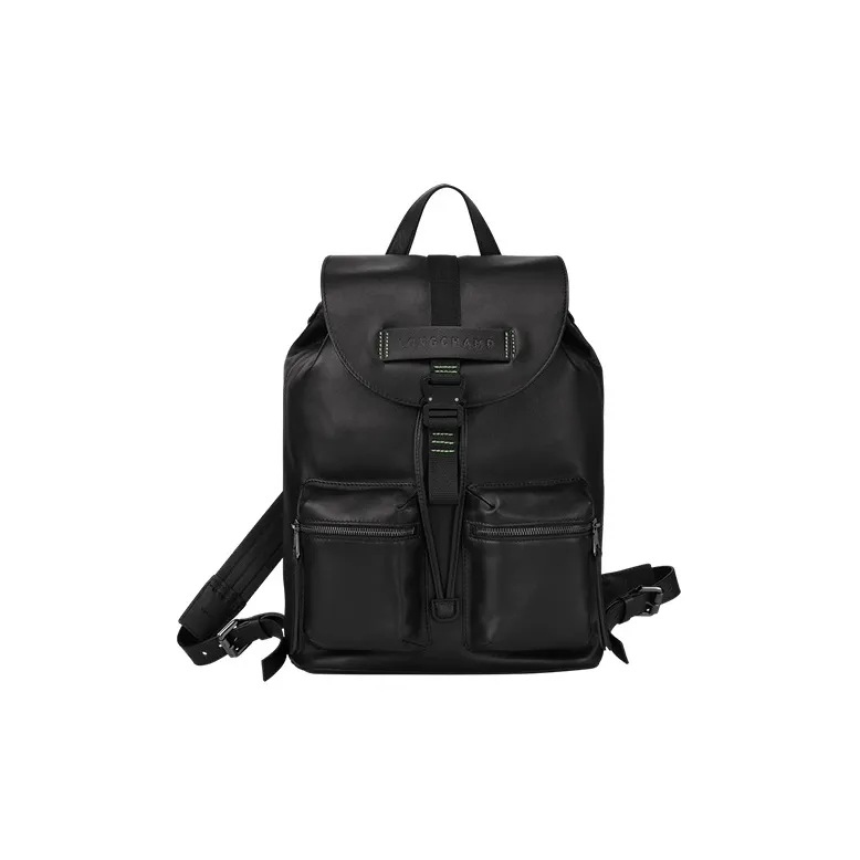 LONGCHAMP 3D Calfskin Backpack Medium Size Men's Black-0