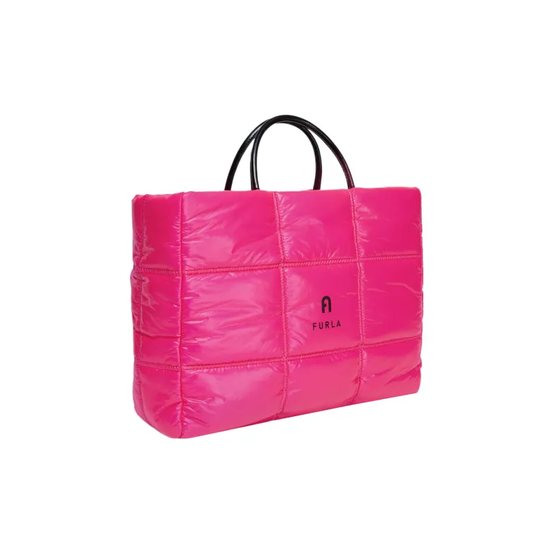 Furla Opportunity Nylon Patchwork Fabric Detail Tote Bag Shopping Bag Handbag Large Size Women's Neon Pink-1