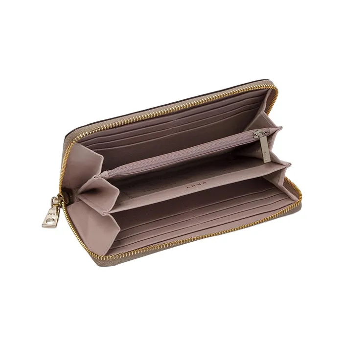 DKNY Leather Patchwork Wallet Large Size Women's Brown-2