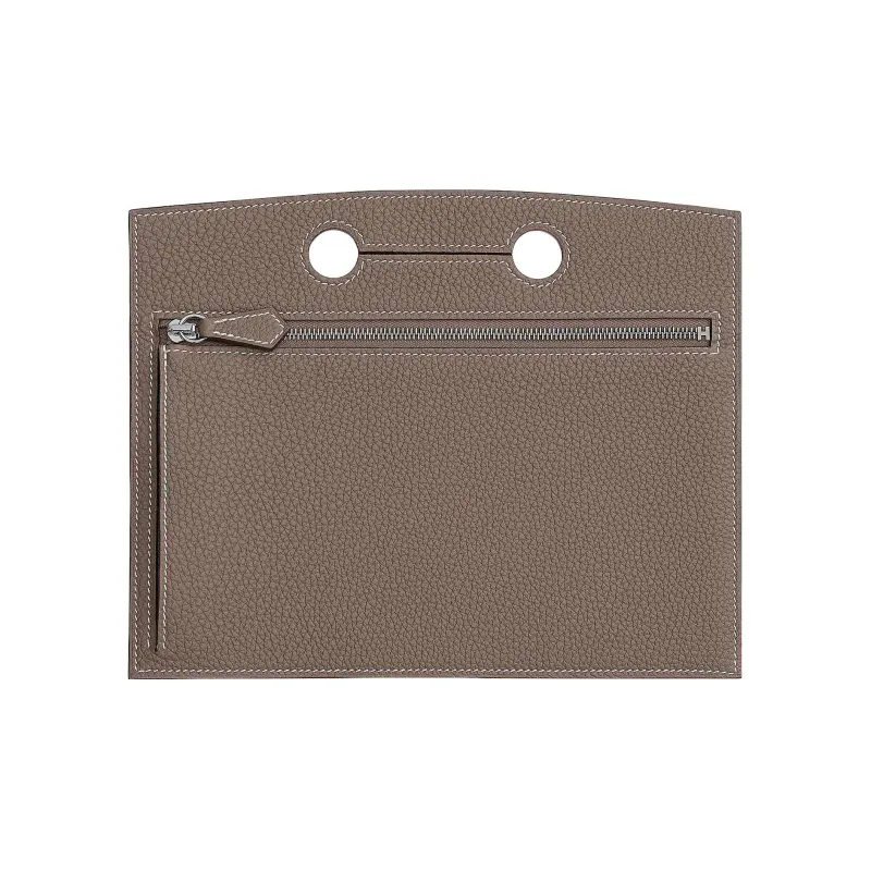 HERMES Togo Calfskin Clutch Women's 18 Gris Elephant Elephant Gray-0