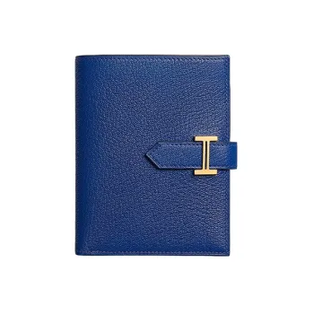 HERMES Bearn Mysore Goat Skin Wallet Women's 7T Electric Blue