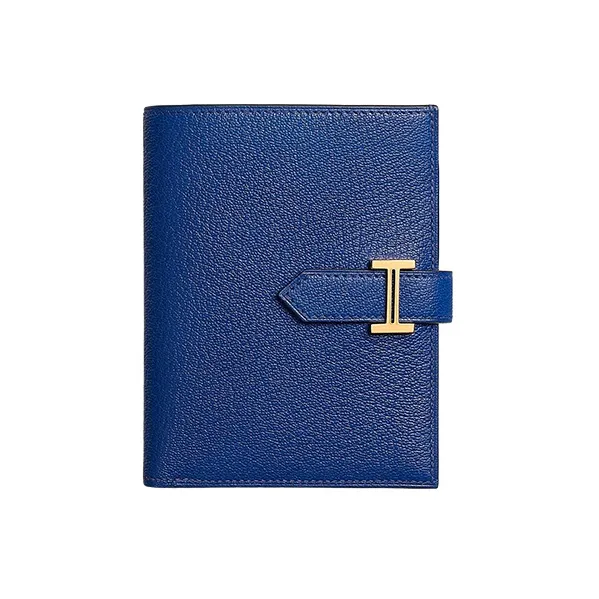 HERMES Bearn Mysore Goat Skin Wallet Women's 7T Electric Blue-0