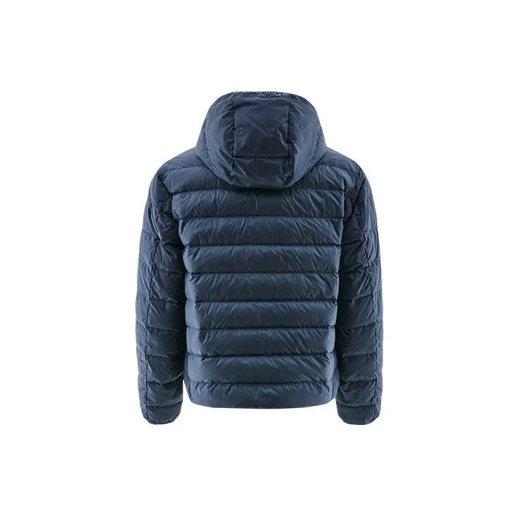 CAT x Transformers FW22 Cartoon Letter Solid Color Hooded Thickened Down Jacket Unisex Navy Blue-1