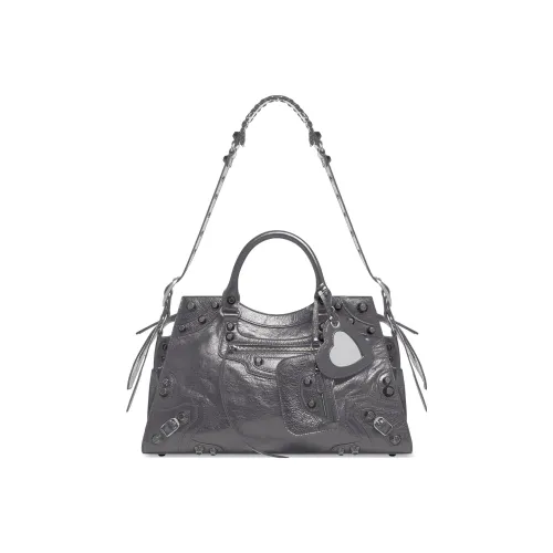 Balenciaga Neo Cagole City Fine-Grained Sheepskin Shoulder Bag Crossbody Bag Handbag Women's Dark Gray