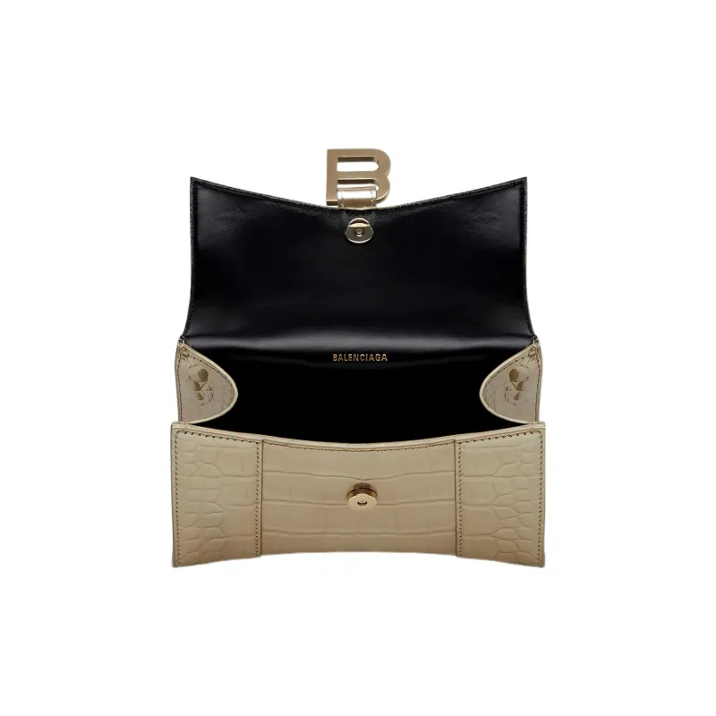 Balenciaga Hourglass Cow Leather Shoulder Bag, Crossbody Bag, Handbag Extra Small Women's Gold-3