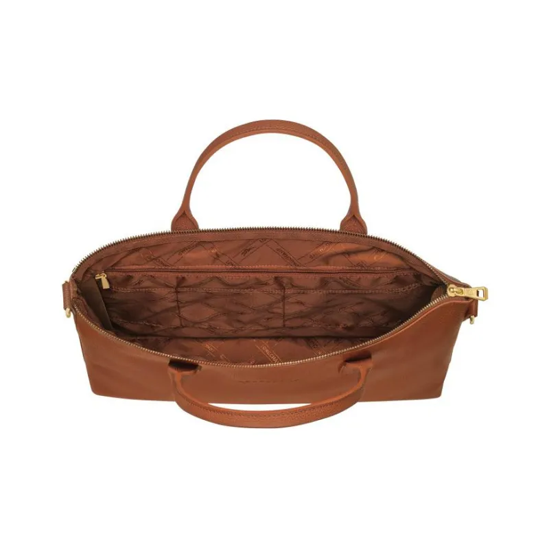 LONGCHAMP Cow Leather Shoulder Bag Crossbody Bag Briefcase Small Size Men's Light Red Umber-3