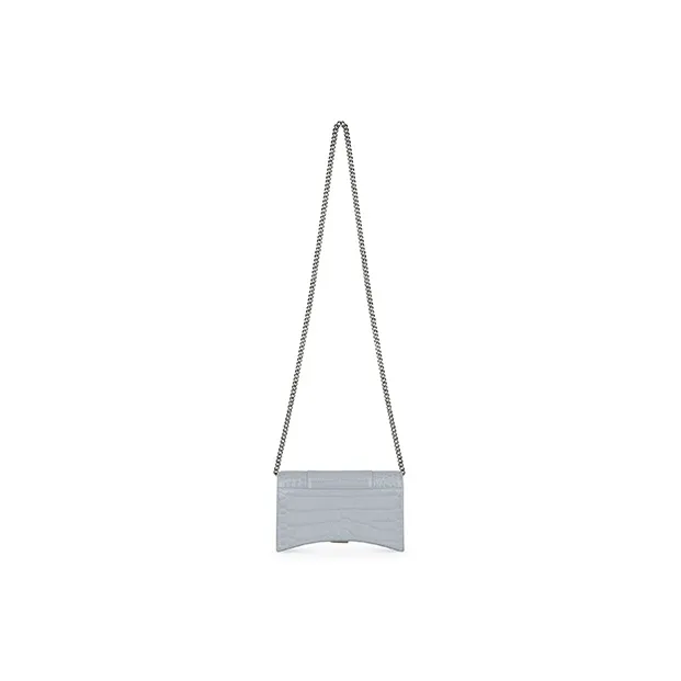 Balenciaga Hourglass Cow Leather Shoulder Bag Crossbody Bag Chain Wallet Women's Light Blue-3