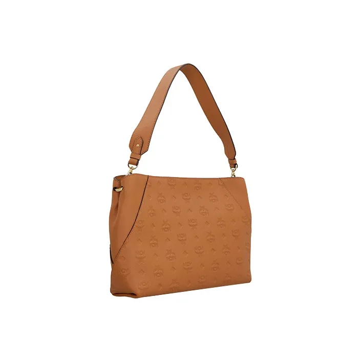 MCM Cow Leather Hobo Bag Portable Crossbody Bag Shoulder Bag Women's Brown-2