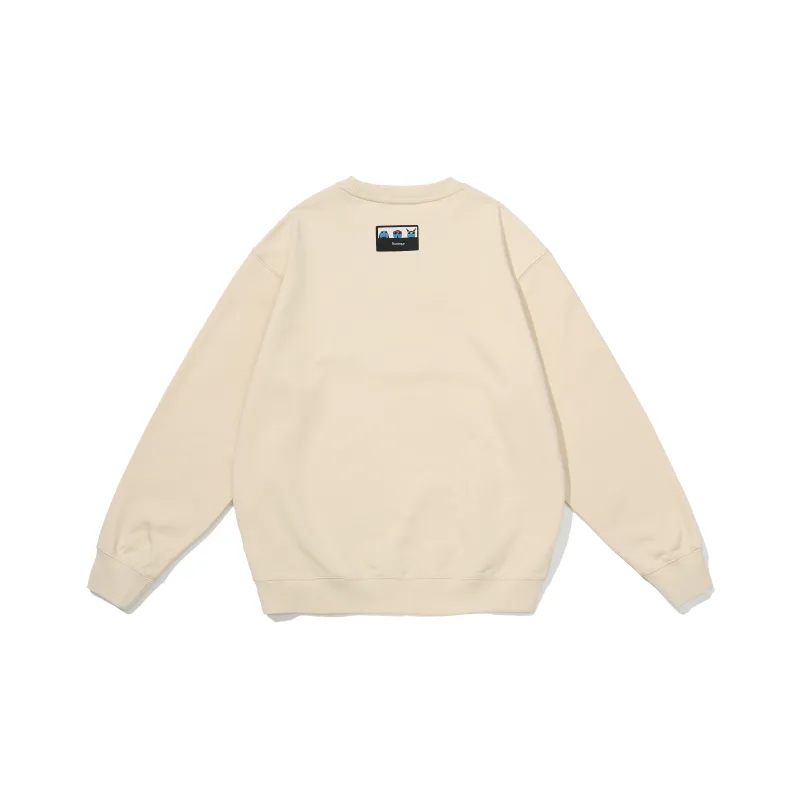 Thankque Crew Neck Loose Fit Sweatshirt Spring Unisex Ecru-1