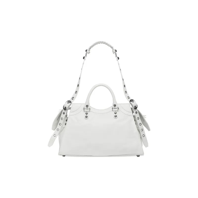 Balenciaga Neo Cagole City Fine Grained Lambskin Shoulder Bag, Crossbody Bag, Handbag Regular Women's White-3