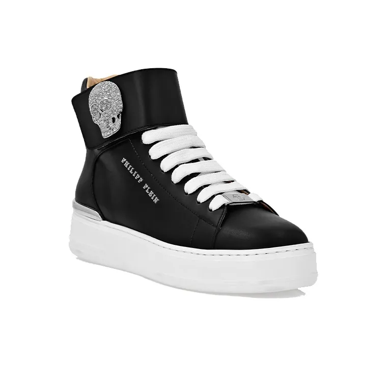 PHILIPP PLEIN Crystal-skull Leather Sneakers-2