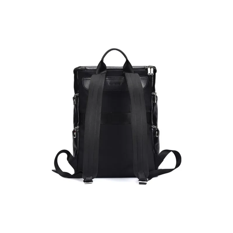 Hush Puppies Top Grain Cow Leather Backpack Large Size Men's Black-3