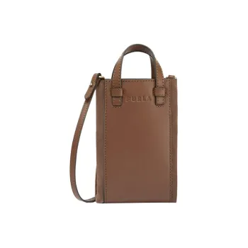 Furla Miastella Calfskin Patchwork Suede Handbag Shoulder Bag Crossbody Bag Small Size Women's Nut Candy Color