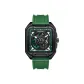 Black Case Green Dial Green Rubber Strap