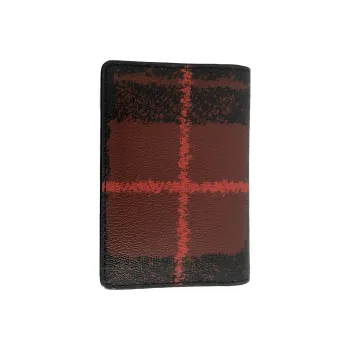 COACH Leather Coin Purse Card Holder, Wallet Mini Men's Red & Black