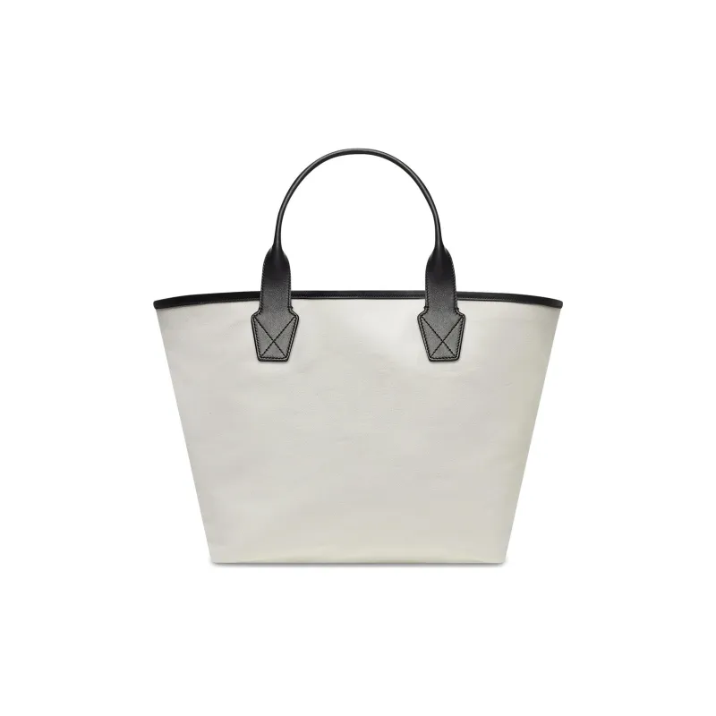 Balenciaga Cotton Canvas With Calfskin Tote Bag Shopping Bag Canvas Bag Handbags Large Size Women's Ecru-2