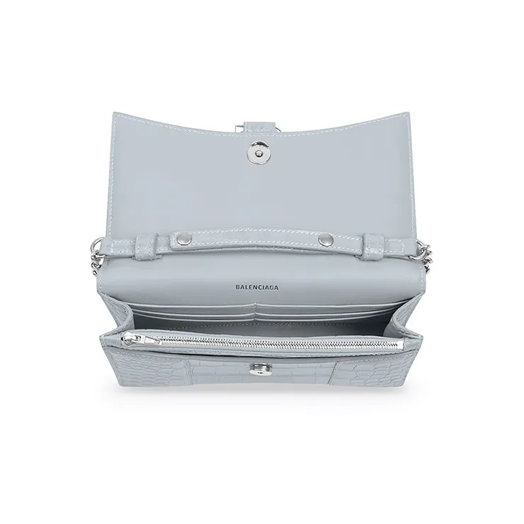 Balenciaga Hourglass Cow Leather Shoulder Bag Crossbody Bag Chain Wallet Women's Light Blue-1