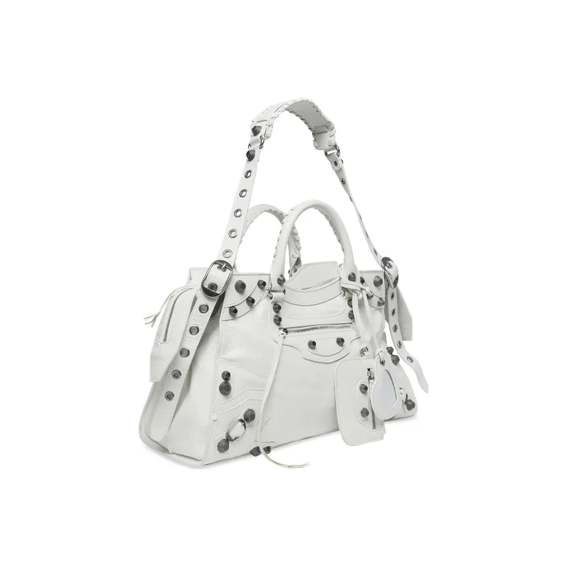 Balenciaga Neo Cagole City Fine Grained Lambskin Shoulder Bag, Crossbody Bag, Handbag Regular Women's White-1