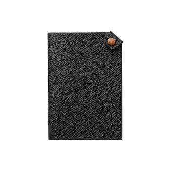 HERMES Tarmac Epsom Calfskin Passport Holder Regular Women's Black & Gold