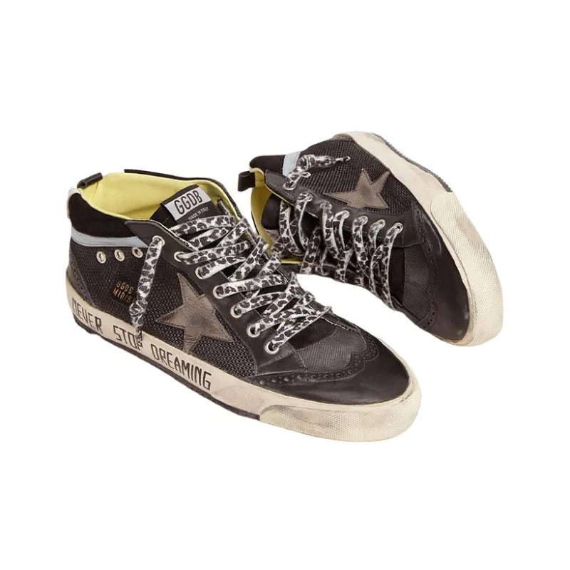 Golden Goose Mid Star Stylish Skateboarding Shoes Men's Black Vintage Version-2